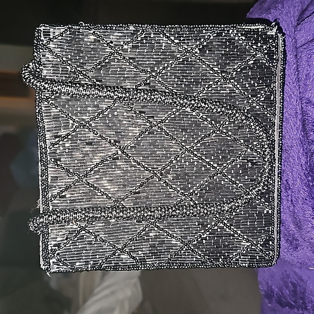 Albert Capraro slate Vintage Beaded Satchel